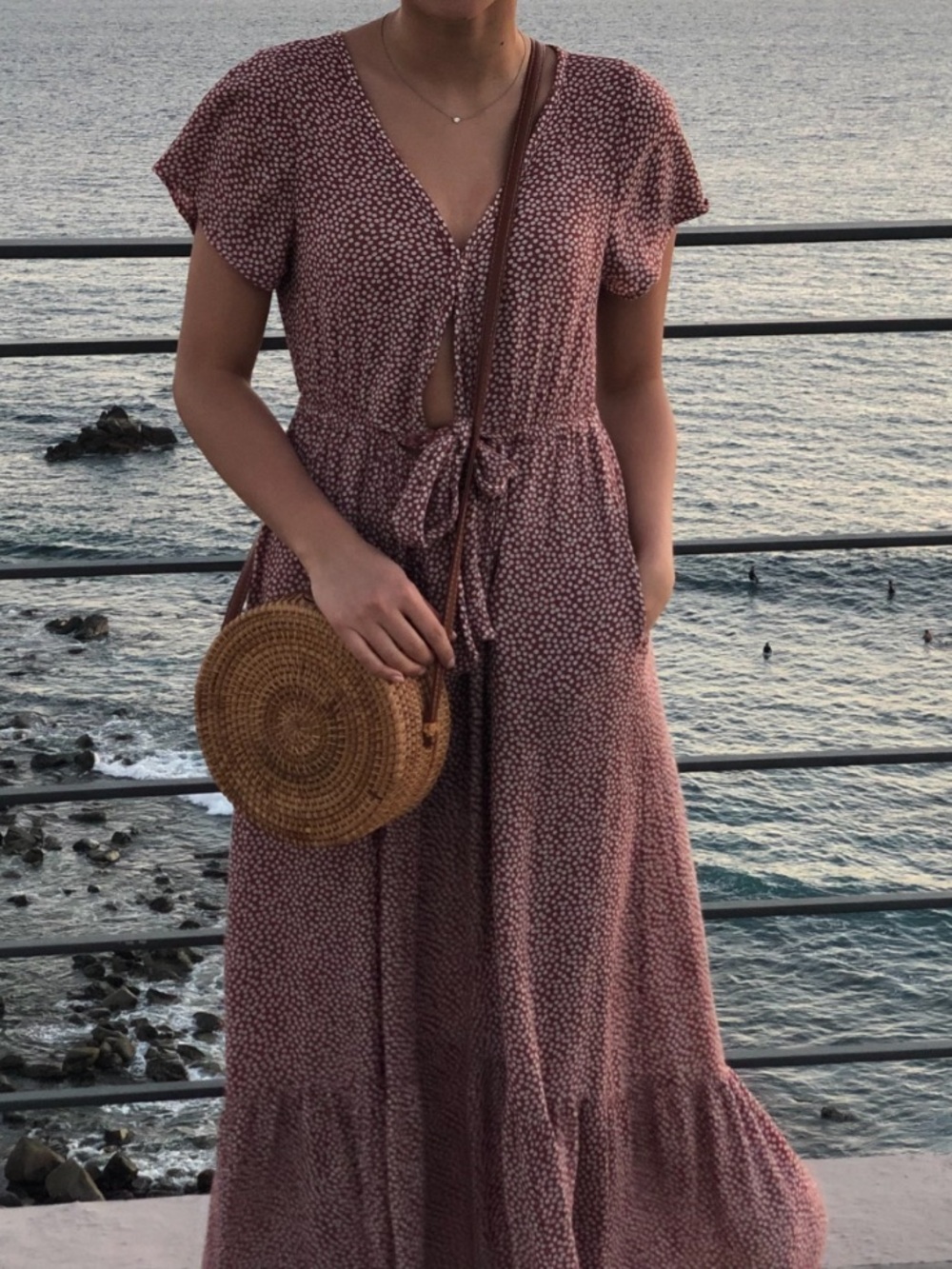 Abercrombie & Fitch Mauve Printed Wrap Maxi Dress